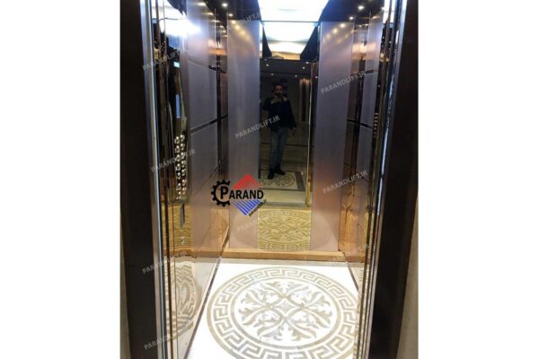کابین آسانسور استیل طرح خشدار و آینه ای مدل دنا