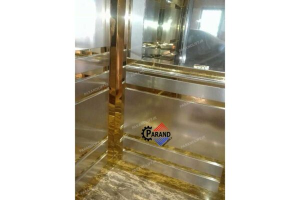 کابین آسانسور استیل طلایی و نقره ای طرح آراد