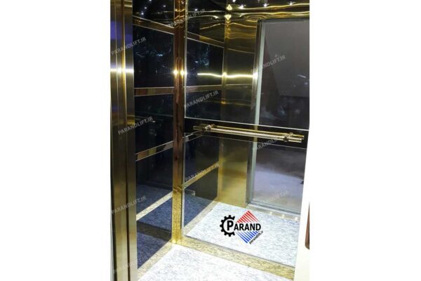 کابین آسانسور دودی طلایی استیل طرح آکو